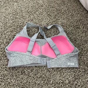 Pink and Gray Sports Bra